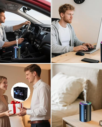 Smart Car Air Freshener Diffuser with Starry Sky Projection and RGB Music Syncing Light 50ml Capacity Aroma Diffuser Auto On/Off 3 Adjustable Modes Perfect for Car, Home and Office, Cologne