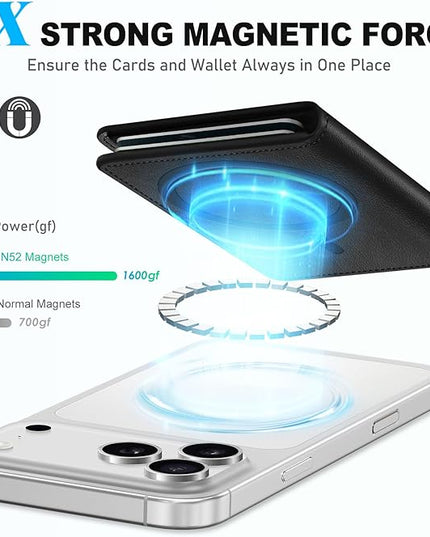 TUCCH for Magsafe Wallet with 6 Card Holders, RFID Blocking [Clear ID Window] PU Leather Men Women Folio Magnetic Phone Wallet for iPhone 17/16/15/14/13/12/Plus/Air/Pro/Pro Max Series, Black