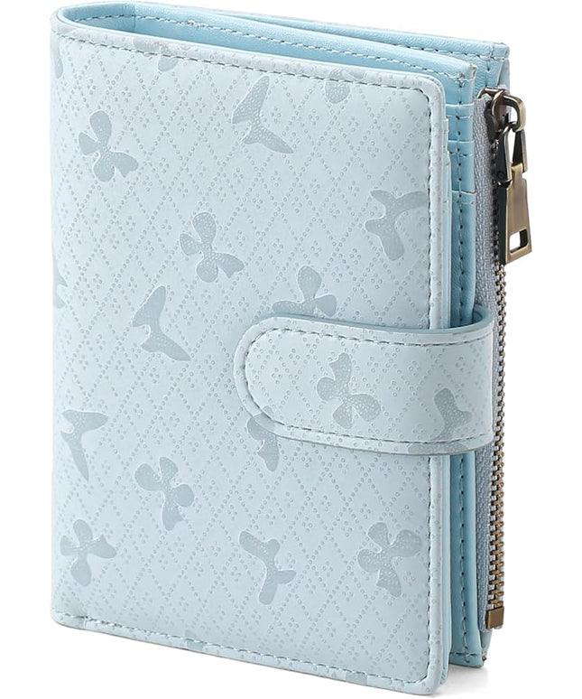 GAEKEAO Small Wallets for Women Leather RFID Blocking Bifold Zipper Pocket Wallet Card Case Purse with ID Window