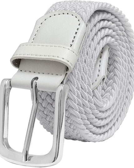 Falari Men Women Multicolored Elastic Stretch Braided Belt Canvas Fabric Woven No Holes Belt