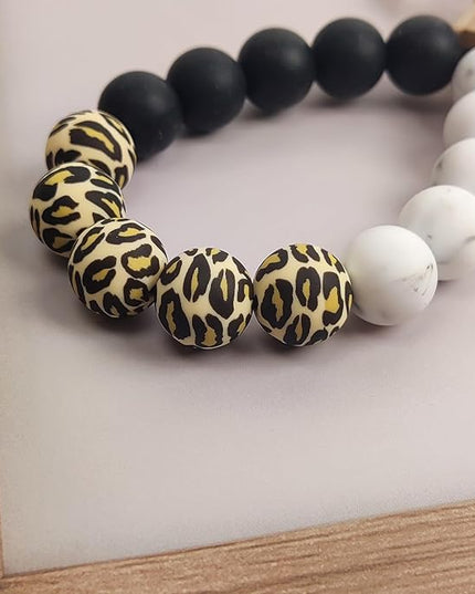 Phone Lanyard Silicone Beaded Phone Wrist Strap Cute Elastic Cell Phone Wristlet Chain Bracelet with 2 Tether Tab