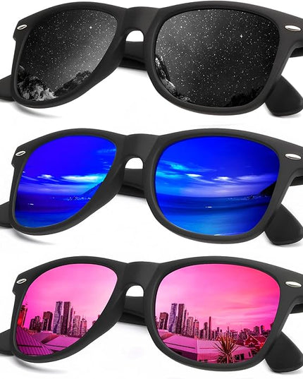 KALIYADI Polarized Sunglasses for Men and Women Matte Finish Sun glasses Color Mirror Lens UV Blocking (3 Pack)