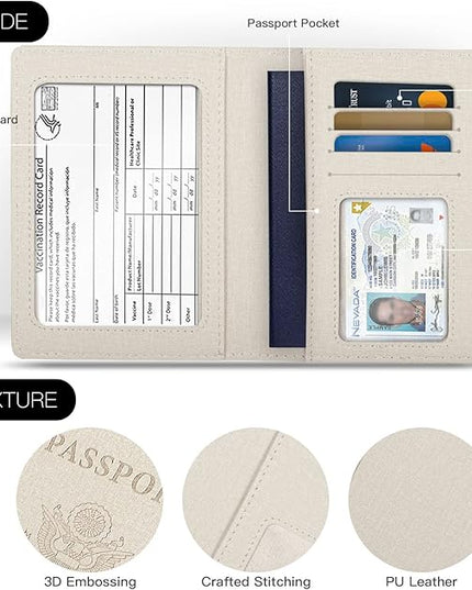 2 Pack Passport Cover With Card Slots RFID Blocking-White&Black