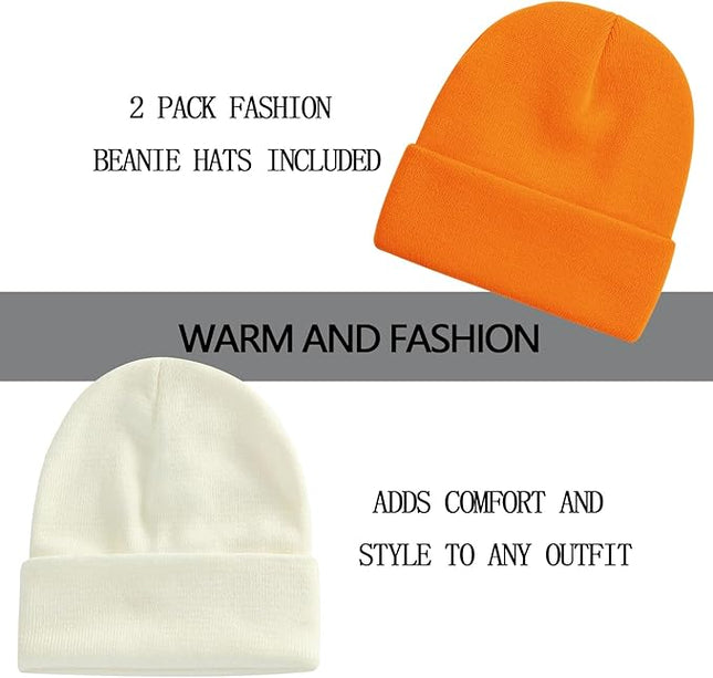 ZOORON 1&2 Pack Beanie for Men Women Slouchy Beanie Hats Winter Knit Caps Soft Ski Hat Unisex