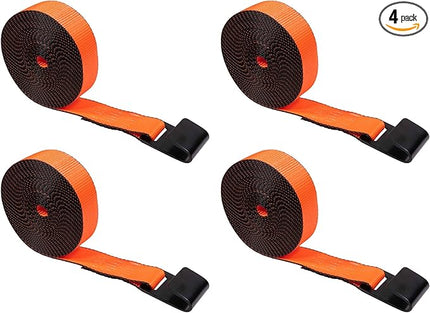 Mytee Products (4 Pack) Winch Straps 2" x30' - High Abrasion Orange Heavy Duty Tie Down w/Flat Hook WLL# 6670 lbs - 2 Inch Cargo Control for Flatbed Truck Utility Trailer