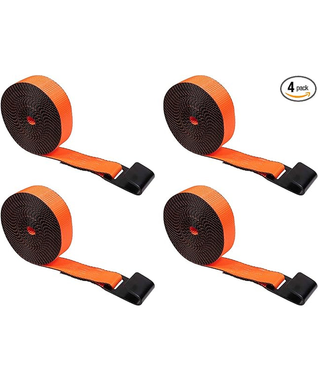 Mytee Products (4 Pack) Winch Straps 2" x30' - High Abrasion Orange Heavy Duty Tie Down w/Flat Hook WLL# 6670 lbs - 2 Inch Cargo Control for Flatbed Truck Utility Trailer