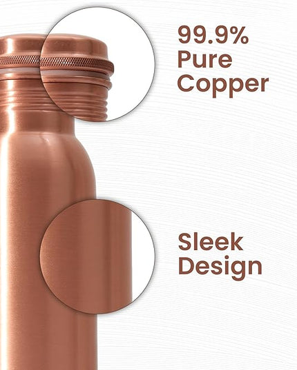 34 Oz Pure Copper Water Bottle – Leak-Proof Hammered Design with Tumbler, Carrying Bag & Smooth Finish Decorative – Copper Water Bottle
