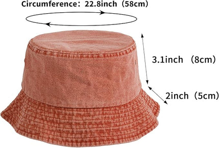 kozinu Washed Cotton Bucket Hats Packable Summer Outdoor Cap Travel Beach Sun Hat Plain Colors for Men Women
