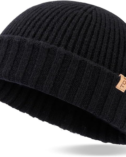 TOP-EX PolarWool™ 100% Merino Wool Short Fisherman Beanie Hats for Men Women Knit Skull Cap Cuffed Beanies Warm Winter Hats