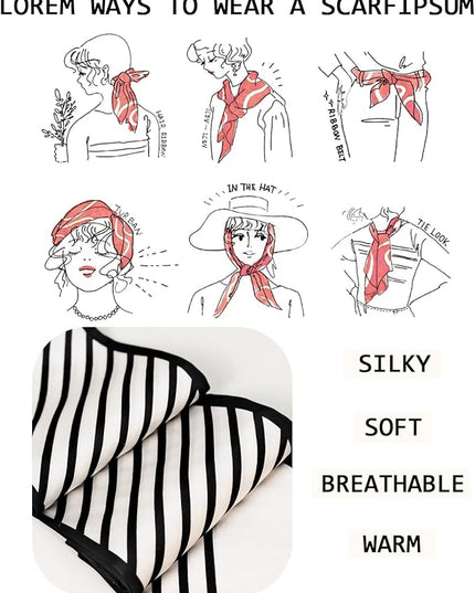 Head Scarf Purse Handle Neck Satin Hair Scarfs For Bag Lightweight Silky Long Thin Women's Fashion Scarves 59 * 5.9”