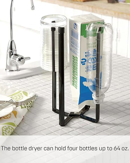 YAMAZAKI Home Tower Kitchen Multi Eco Stand - Multifunctional Plastic Bag Holder Bottle Dryer - Steel