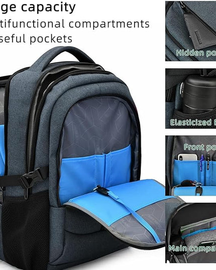 DUSLANG 17 Inch Laptop Backpack for Travel with Backpack Rain Cover College Backpack for Men Laptop Bag with USB Charging Port,Dark grey