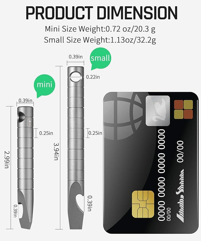 TISUR Titanium EDC Pry Bar, Keychain Prybar Multitool With Beer Bottle Opener, 6 in 1 Portable Pocket Mini Crowbar Tool (Gray)