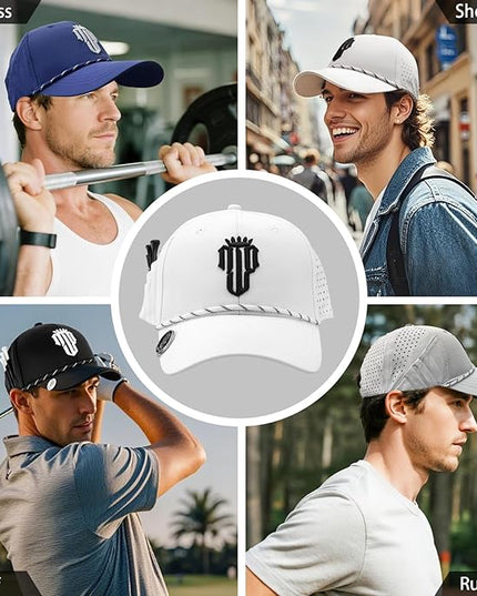 NJF Golf™ Hat Men - Breathable Mens Golf Hats, Adjustable Rope Snapback Cap, Convenient Cap with Tee Holder