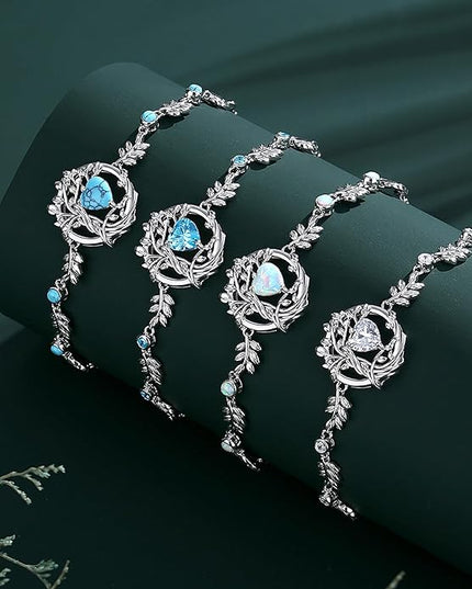 FANCIME Tree of life Birthstone Bracelet for Women Sterling Silver Tree Jewelry Birthstone Charm Bracelet Gemstone Anniversary Birthday Christmas Gifts for Wife Mom Her