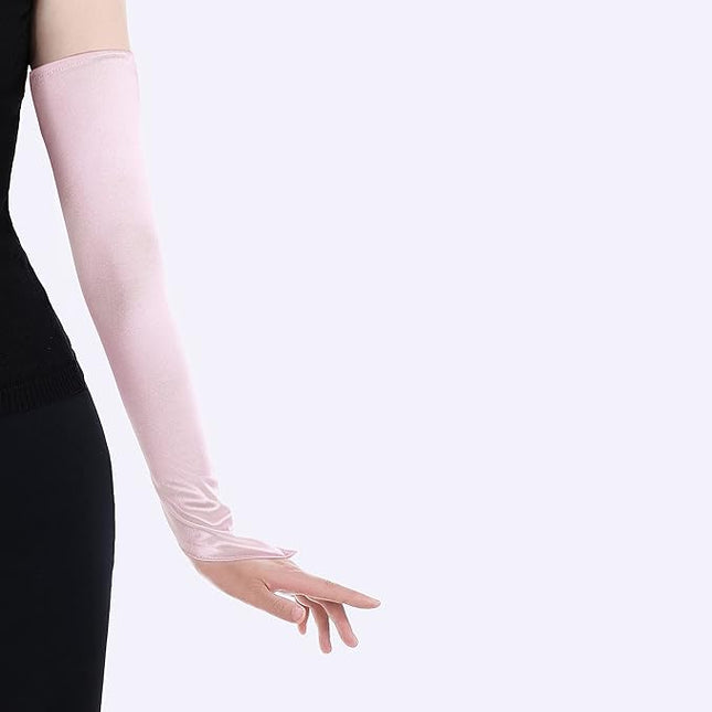 BABEYOND Long Opera Party 20s Satin Gloves Stretchy Adult Size Elbow Length