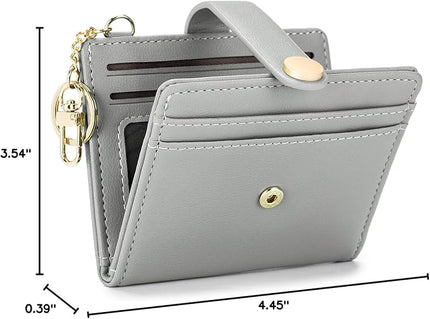 POIUGOYA Slim Wallet for Women,RFID Blocking Bifold Credit Card Holder with Zipper Coin Pocket,ID Window,Keychain