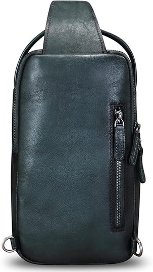 Genuine Leather Sling Bag Retro Crossbody Backpack Handmade Chest Shoulder Hiking Daypack Fanny Purse