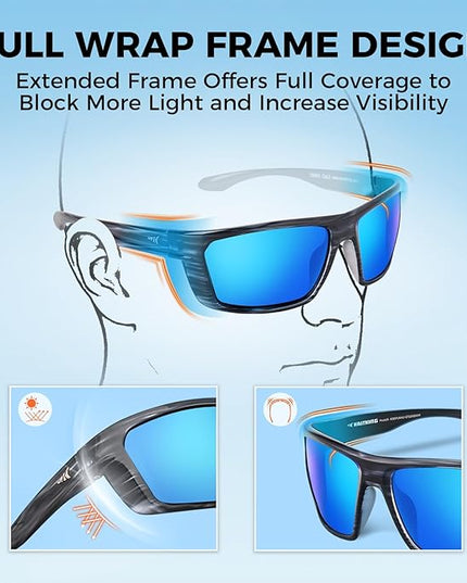 KastKing Huzzah Polarized Sport Sunglasses for Men and Women, Ideal for Driving Fishing Cycling and Running,UV Protection