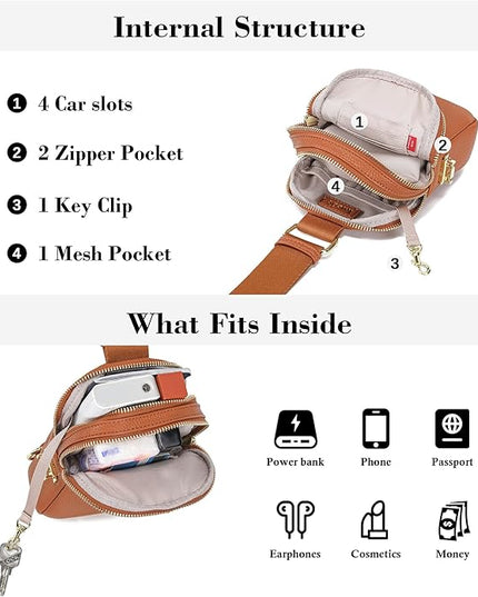INICAT Small Anti Theft Crossbody Bags Women Valentine's Day Gifts, Vegan Leather Sling Cross Body Purse Travel Essentials