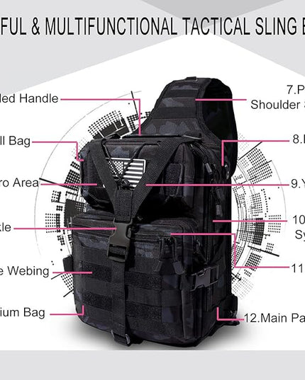 HAOMUK Tactical Sling Bag Pack Military Rover Shoulder Sling Backpack EDC Molle Assault Range Bag