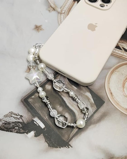 2 Pack Phone Charms, Cute Aesthetic Beaded PhoneCharm Strap Phone Lanyard String PhoneChain Accessories for Bag Keychain Airpods Camera Pendants