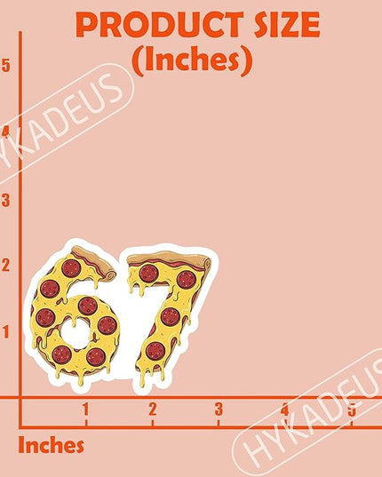 (3Pcs) 67 Pizza Meme Stickers Funny Six Seven Gen Alpha Slang 6 7 Numbers Vinyl Decals Waterproof for Laptop, Water Bottle, Tumbler, Scrapbooking, 3" x 2.4"
