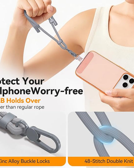 Phone Wrist Strap with 2 Phone Tether Tab, 2 Pack Adjustable Anti-Theft Cell Phone Lanyard for Travel & Outdoors