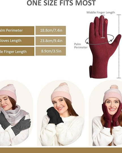 Clothirily Winter Gloves for Women, Touchscreen Texting Winter Gloves Women, Fleece Lined Warm Winter Glove for Cold Weather