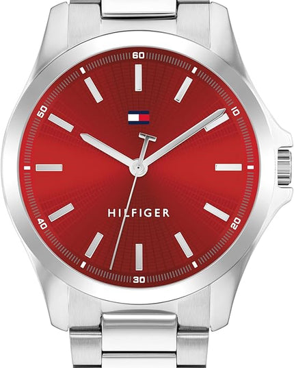 Tommy Hilfiger Men's 3H Quartz Watch, Stainless Steel Bracelet, Water Resistant 3 ATM, Modern and Stylish Timepiece, Gift for Him, 42mm