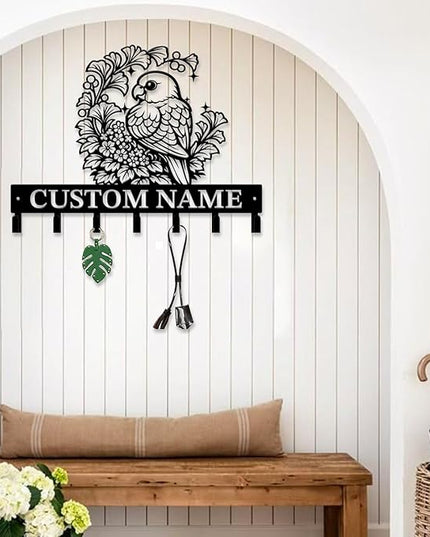 peanut case Customized Keys Holder - Personalized Birds Flower Key Hooks Wall Metal Sign Decor,Wall Holder, Garden,Door Hook (Style G)