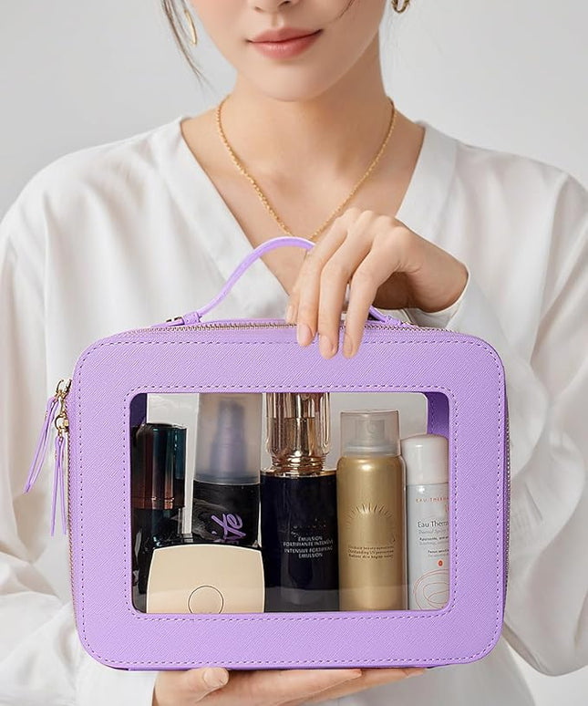 Travel Clear Makeup Bag Set, TSA Approved Cosmetic Bag Case with Zipper Portable Makeup Pouch Toiletry Bag Traveling Cosmetic Organizer Storage Bag Car Organizer Car Essentials