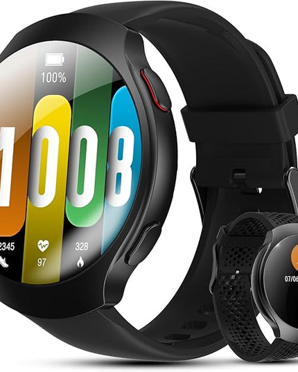 GPS Smart Watch for Men With AI (Answer/Make Call), 1.43" Micro-Spherical AMOLED Smartwatch for Android and iPhone, 150+ Sport Mode Fitness Tracker with HR, SpO2, Sleep Monitor, 5ATM Waterproof