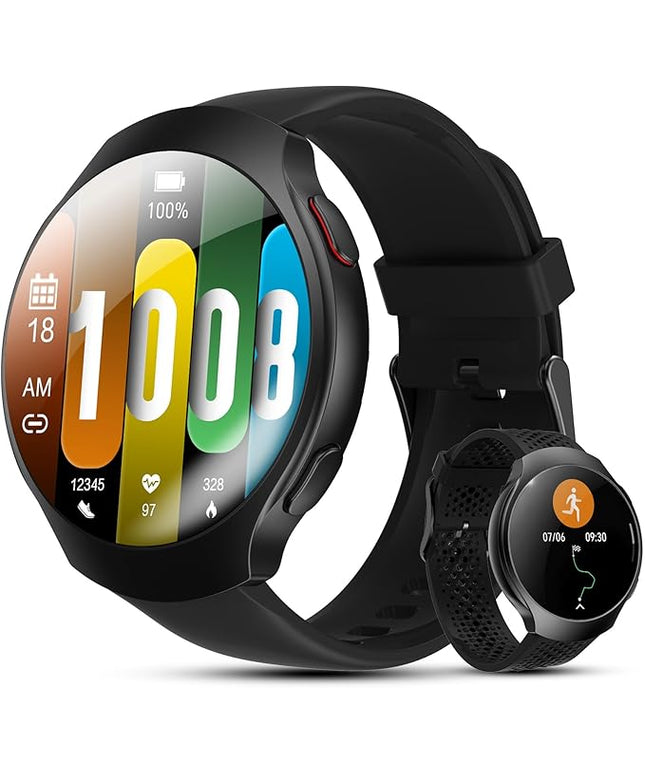 GPS Smart Watch for Men With AI (Answer/Make Call), 1.43" Micro-Spherical AMOLED Smartwatch for Android and iPhone, 150+ Sport Mode Fitness Tracker with HR, SpO2, Sleep Monitor, 5ATM Waterproof