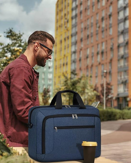 Laptop Bag 17.3 Inch Laptop Briefcase Large Waterproof Laptop Case for Men Women Business Office Work Computer Bag 17 Inch Adjustable Shoulder Messenger Bag, Blue