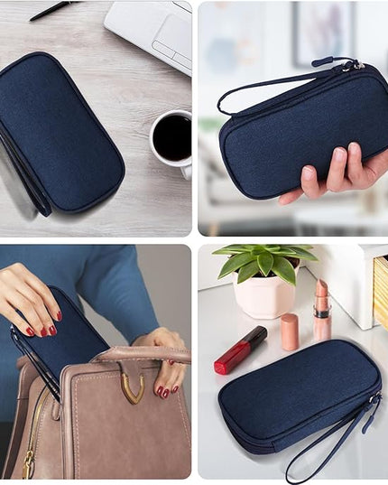 Travel Cable Organizer, Electronics Accessories Bag for Charger, Phone, Memory Card, Universal Gadget Organizer (Blue)