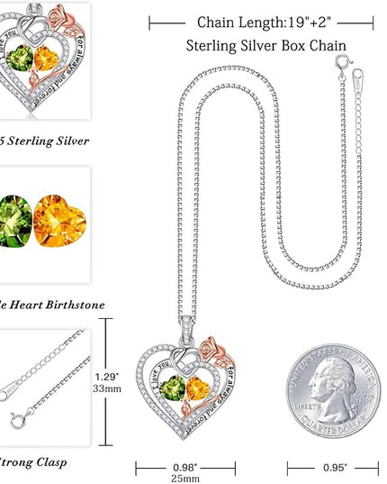 Iefil Christmas Gifts for Wife Women - 925 Sterling Silver Double Birthstone Necklace, Anniversary Birthday Gifts for Women, Jewelry Gift for Wife Girlfriend Mom Her
