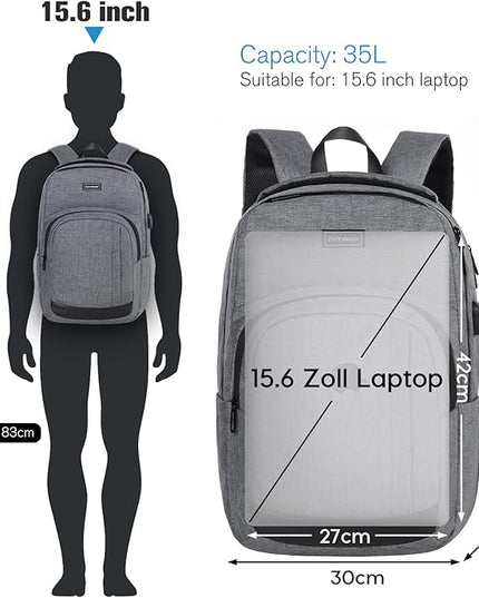 Bookbag School Backpack, Travel Backpack Anti Theft Laptop Backpack with USB Charging Port Water Resistant College Fits 15.6 Inch Notebook Over 3 Years Old
