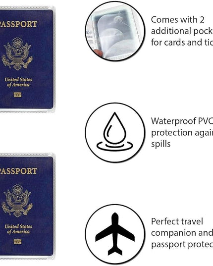 Millennial Essentials unisex-adult Waterproof Clear Passport Cover Plastic Passport Protector Vinyl ID Card Protector Case Holder Travel Pack of 6,