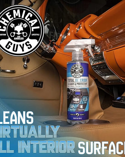 Chemical Guys Total Interior Cleaner & Protectant Interior Cleaner, Cleans & Protects Leather, Vinyl, Plastic, Rubber, Glass with a Streak-Free Finish — Cars, Trucks, SUVs, RVs, 16 oz