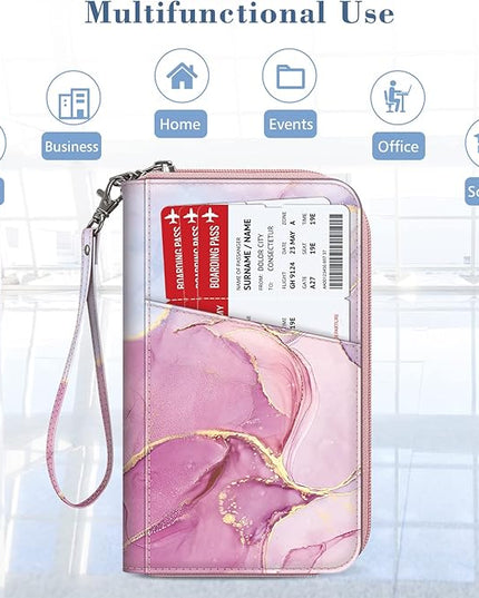 Fintie Family Passport Holder Wallet, RFID Blocking Travel Document Organizer Clutch Bag Credit Cards Case Cover for Women Men