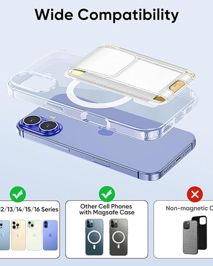 FINPAC MagSafe Wallet, Magnetic Card Wallet Holder for iPhone 17/16/15/14/13/12 Series, Safe RFID Blocking Slim Leather 6 Card Holder for Women Men