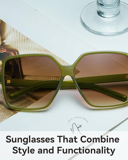 Dollger Oversized Square Sunglasses for Women Big Large Wide Fashion Shades for Men UV Protection Unisex