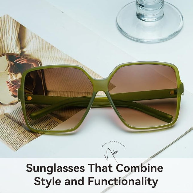 Dollger Oversized Square Sunglasses for Women Big Large Wide Fashion Shades for Men UV Protection Unisex