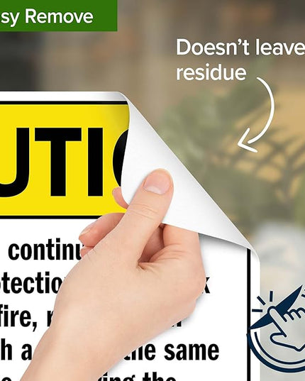 Warning For Continued Protection Against Risk Of Fire Replace Sign, 10x7 Inches, 4 Mil Vinyl Decal Stickers Weather Resistant, Made in USA by My Sign Center