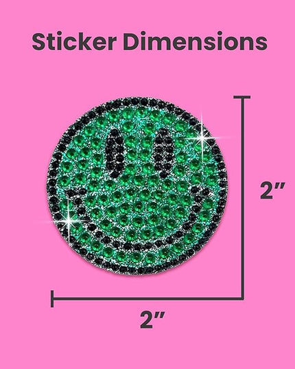 StickerBeans® Rhinestone Stickers - Green Spirit 4-Pack, 2” x 2” Each, Unique Sparkly Cut-to-Shape for Collecting, Trading, Decorating Laptops, Phone Cases, Scrapbooks for Kids, Teens, & Adults