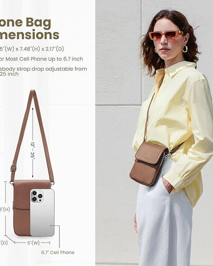befen Genuine Leather Small Crossbody Bags for Women, Cell Phone Cross body Purse Bag with RFID Blocking Card Slots