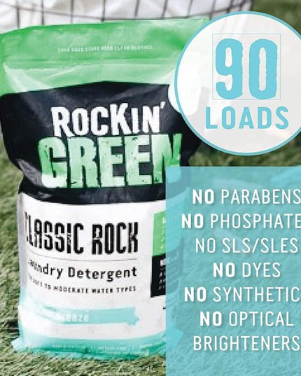 Rockin' Green Classic Rock Laundry Detergent (90 Loads), Plant based, All Natural Laundry Detergent Powder, Vegan and Biodegradable Odor Fighter, Safe for Sensitive Skin, 45 oz (AC/DSea Breeze)