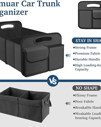 Femuar Car Trunk Organizer, Car Storage Organizer with Large Capacity Waterproof Collapsible Trunk Organizer for Car Suv/Jeep/Sedan (Grey, Standard)