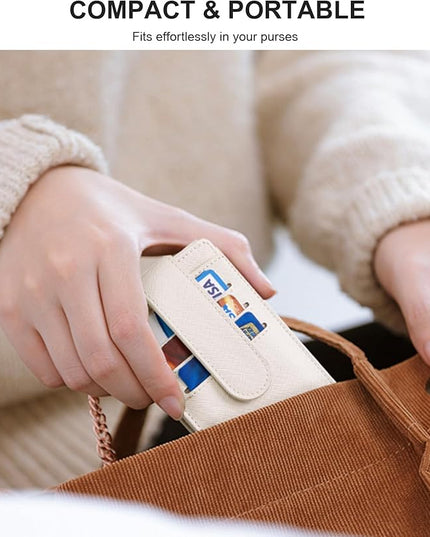 BOSTANTEN Slim Wallet Women RFID Blocking Card Holder Leather Bifold Wallet with Zipper Pocket Beige